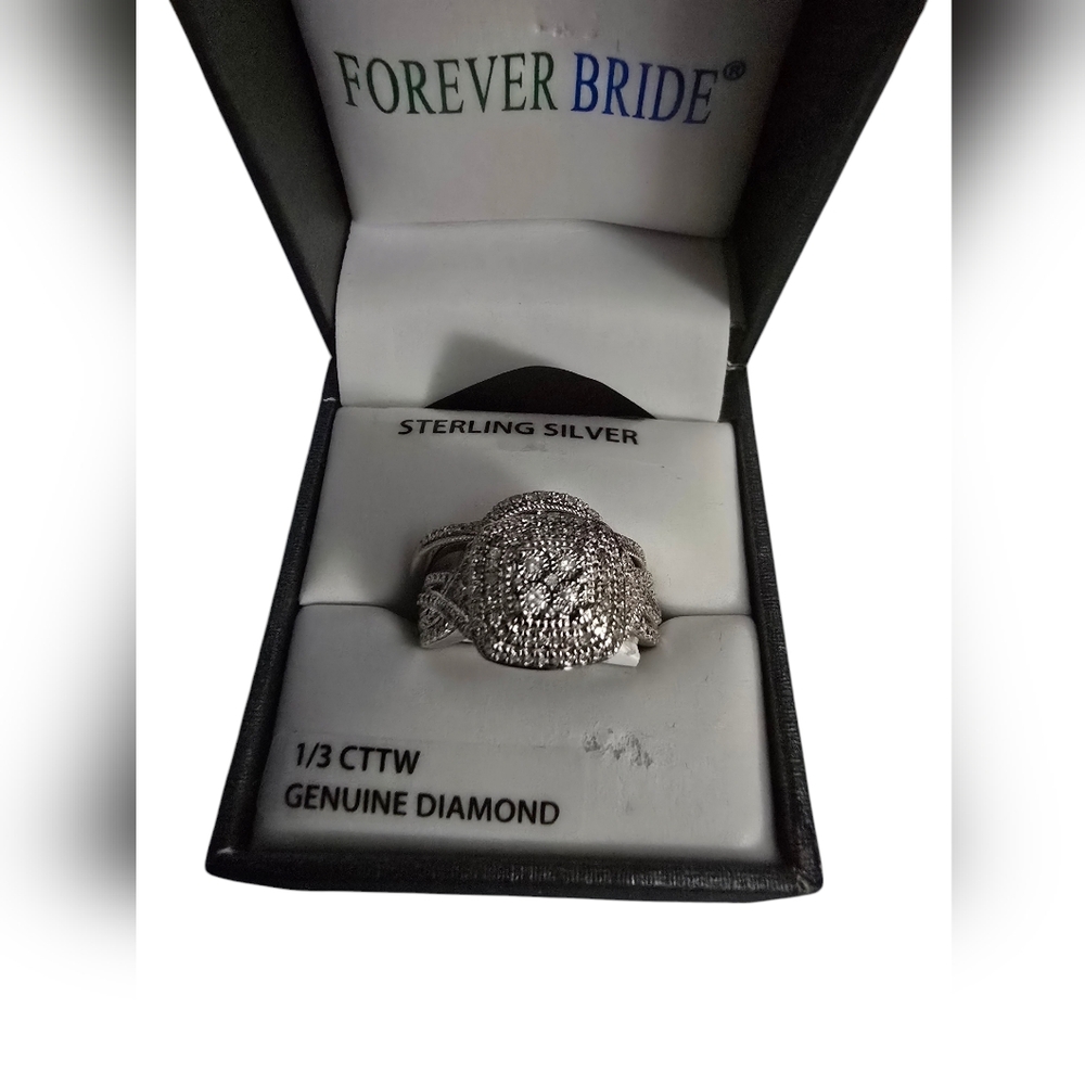 1/3 CTTW Diamond Cushion Sterling Silver Wedding Ring Set